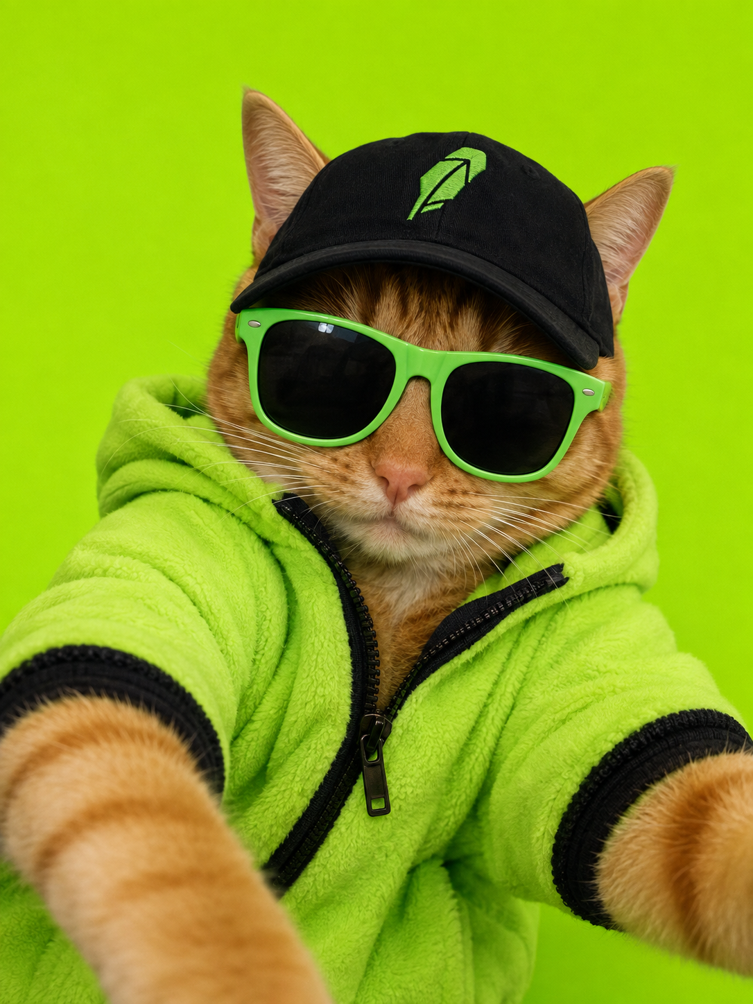 Felis Catus mascot — Green shades, green candles.